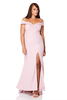 Bella Bardot Maxi Dress With Thigh Split And Train
