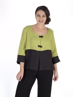 Apple/Blck Block Colour Linen Jacket