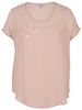 Apricot Bead/Emb Trim Lined Cap Sleeve Silk Blouse
