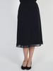Black Chiffon Trim Satin Back Crepe Skirt