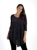 Black Foil Print Velvet Burnout Asymmetric Jersey Lined Top - PLEASE SEE DESCRIPTION BEFORE ORDERING