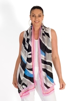 Black Fuchsia Zebra Print Scarf With Colourblock Border
