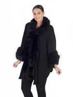 Black Fur Trim Wrap