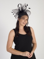 Black Pillbox With Diamante,  Crin,  Feathers & Curls
