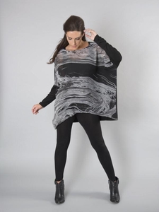 Black Printed Tunic with Sleeves