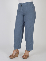 Blue Linen Seamed Trouser