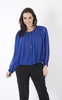 Blue Long Sleeve Pure Silk Chiffon Blouse