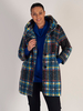 Blue/Multi Check Coat with Hood