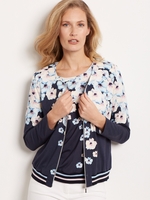 Blue/Pink Jersey Floral Print Zip Cardigan