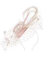 Blush Sinamay Pheasant Feather Detail Fascinator