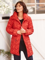 Burnt orange Emb Quilt Hip-length Jacket