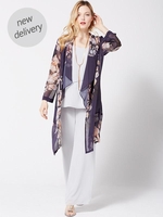 Chesca Lavender Iris Floral Print Chiffon Coat