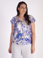 Chesca Lilac Border Print Silk Blouse