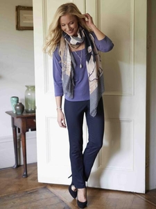 Chesca Navy Pull On Stretch Slim Leg Trouser