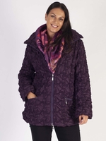 Chesca Plum Emb Quilt hip length jacket -web exclusive