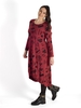 Cinnamon/Black Geometric Circle Print Ruched Jersey Dress