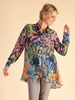 Cobalt/Multi Chiffon Button Front Swing Blouse