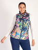 Cobalt/Multi Quilted Zip Front Gilet with Ribbed Side Panels