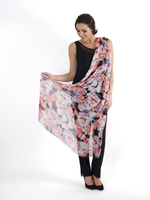 Coral/Soft Pink Floral Printed Scarf