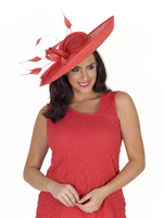 Dark Coral Large Bow and Feather Detail Hatinator