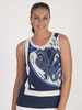 Domina Navy Sleeveless Paisley Print Top
