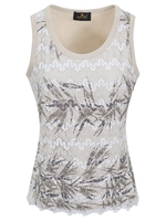 EUGEN KLEIN Beige/Cream Lace Front Sleeveless Top