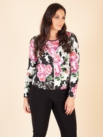 Eugen Klein Blk/Pink/Cream Flower Print Cardigan