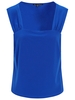 Franchesca Blue Plain Jersey Square Neck Top