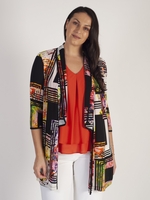 Frank Lyman Black/Multi Geometric Floral Shawl Collar Jacket