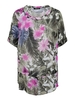 Frank Walder Khaki/Fuschia Tropical Printed Woven Long Top