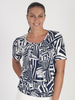 Frank Walder Navy Abstract Print Top