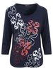 Frank Walder Navy/White/Red Front Print Jersey Top