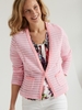 Frank Walder Pale Pink Ribbed Edge to Edge Cardigan Jacket