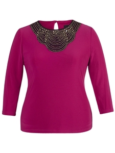 Fuchsia Embellished Top with Sleeve
