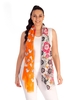 Fuchsia/Orange Peony Floral Scarf with Silver Detail
