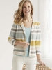 GERRY WEBER Aqua/Ecru/Yellow Stripe Cardigan with Lurex Highlights