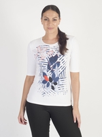 Gerry Weber Blue/White Front Print Jersey Top