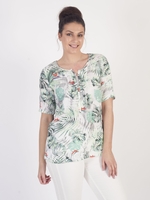 Gerry Weber Ivory Tropical Print Linen Blouse