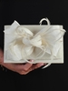 Ivory Clutch Bag in Sinamay With Bow & Feather Trim