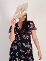 Ivory Medium Hatinator with Sinamay Loops & Quills