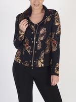 Joseph Ribkoff Black Floral Print Twinset