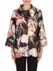 Joseph Ribkoff Black/Rose Jacquard Large Flower Design Single Button Jacket