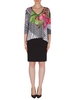 Joseph Ribkoff Black/White/Pink Dress with Printed Over layer