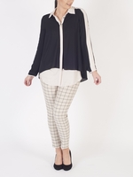 Joseph Ribkoff Camel/Black Check Slim Trouser