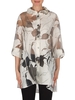 Joseph Ribkoff White/Black Leaf Design Burnout Overblouse