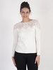Leo & Ugo Off White Lace Neck Detailing High Neck Jumper