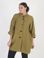 Lime Treebark Crinkle Jacquard Coat