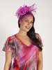 Lipstick Pink Crin Fascinator With Flower & Feathers