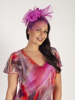 Lipstick Pink Crin Fascinator With Flower & Feathers