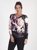 Michaela Louisa Floral Multi Digital Print Jersey Top With Rouging
